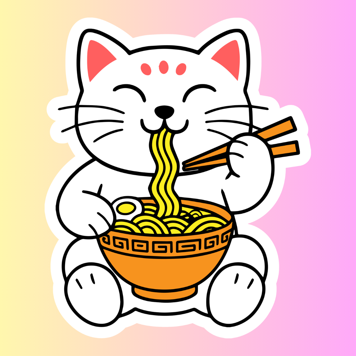 Lucky Cat Ramen – Die Cut Sticker