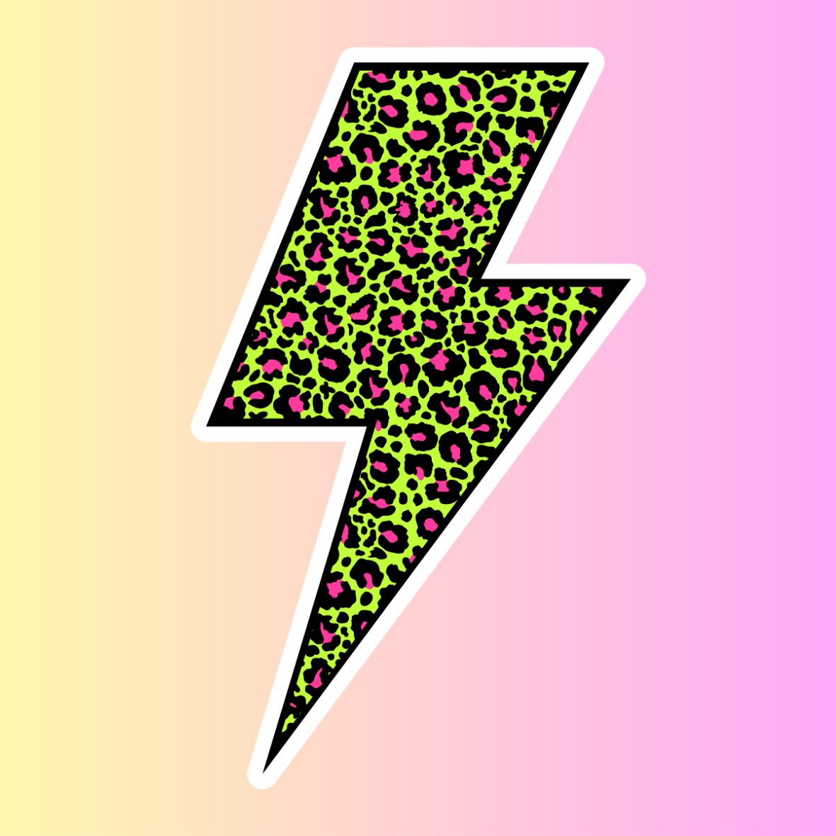 Leopard Print Bolt Green – Die Cut Sticker