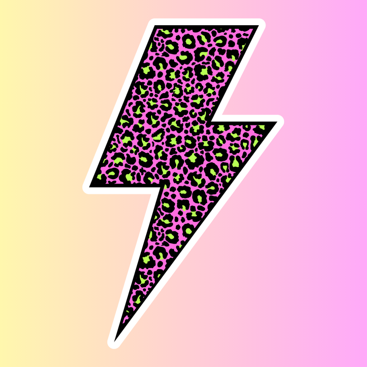 Leopard Print Bolt Pink – Die Cut Sticker