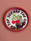 You Are The Cherry On Top - 15cm Two-Tone Framed Acrylic Mirror Trinket Tray