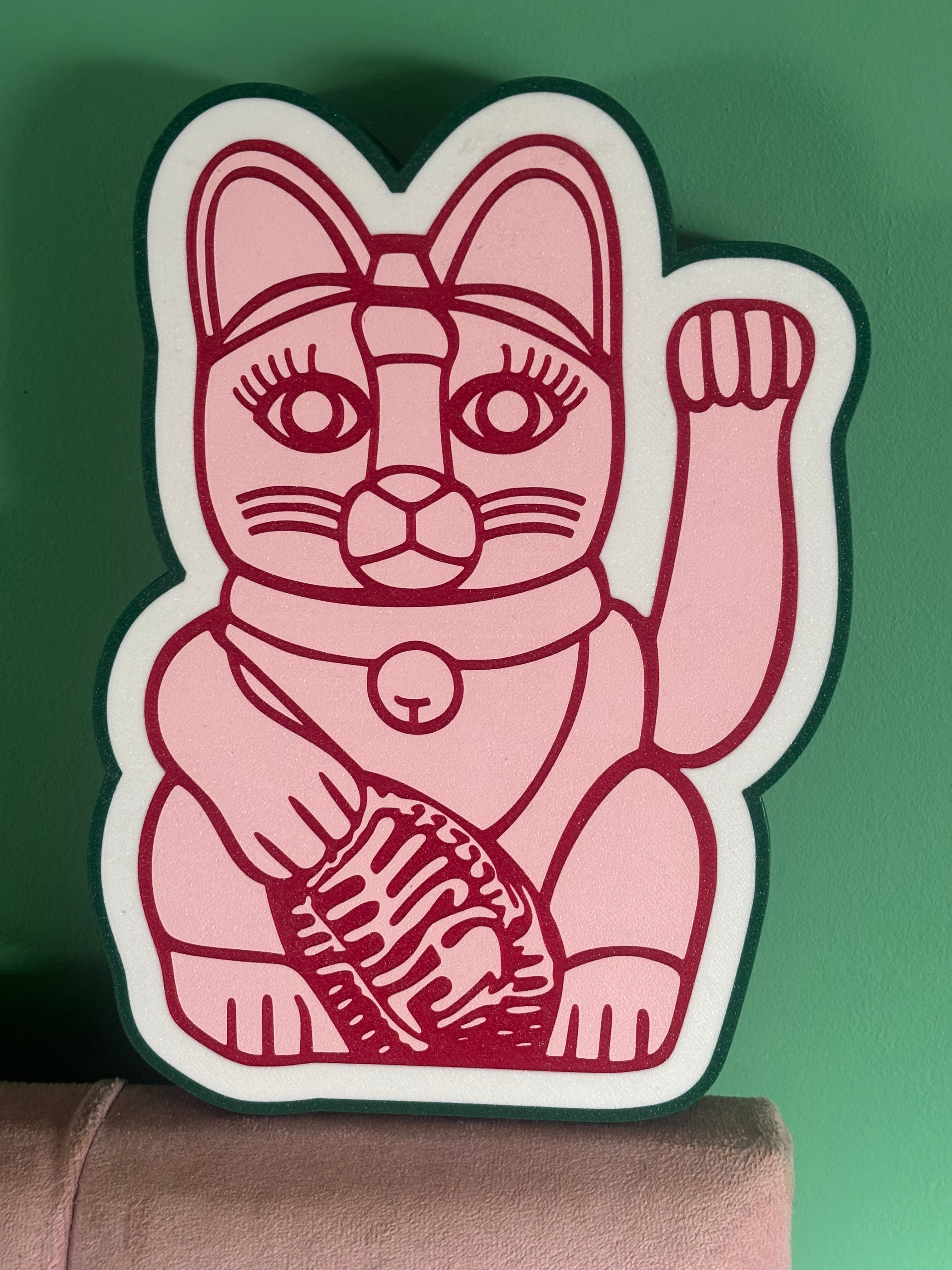 Lucky Cat Light Box – Glowing Maneki Neko Home Decor