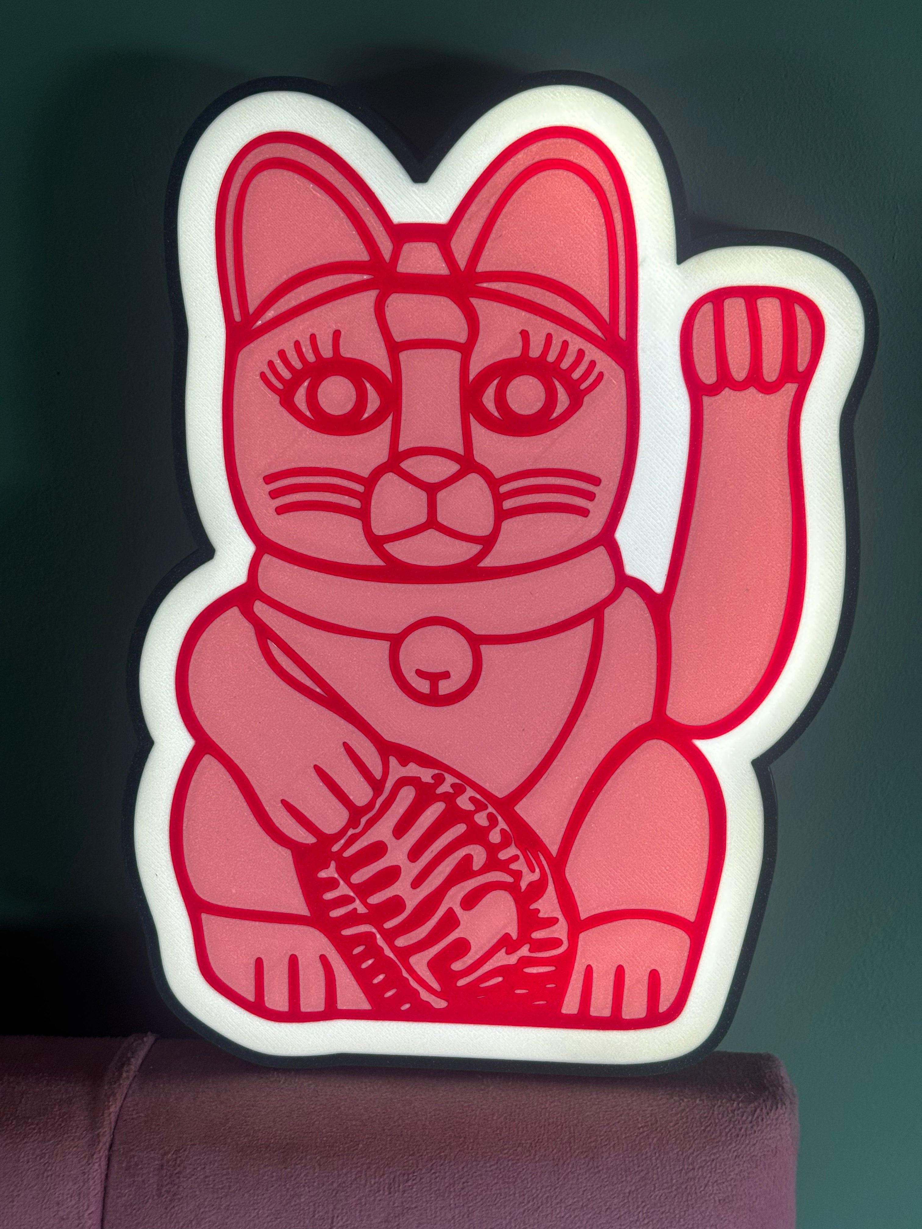 Lucky Cat Light Box – Glowing Maneki Neko Home Decor