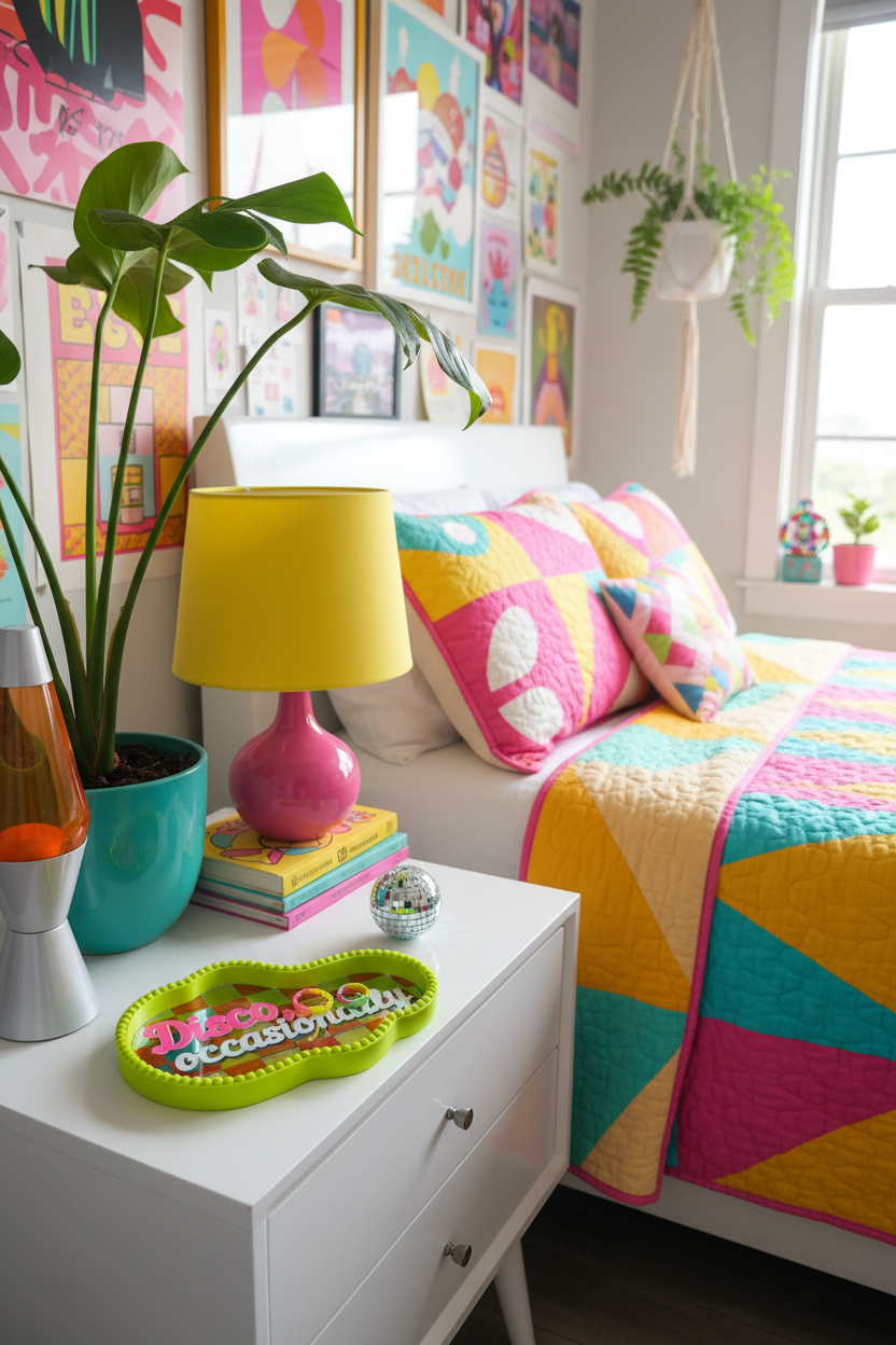 Disco Occasionally Tray on Maximalist Bedside Table