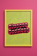 Glucose Goddess - Flat Sunflower Yellow Frame Hot Pink Wall
