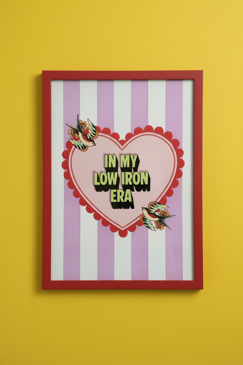 In My Low Iron Era - Red Frame Bright Yellow Wall