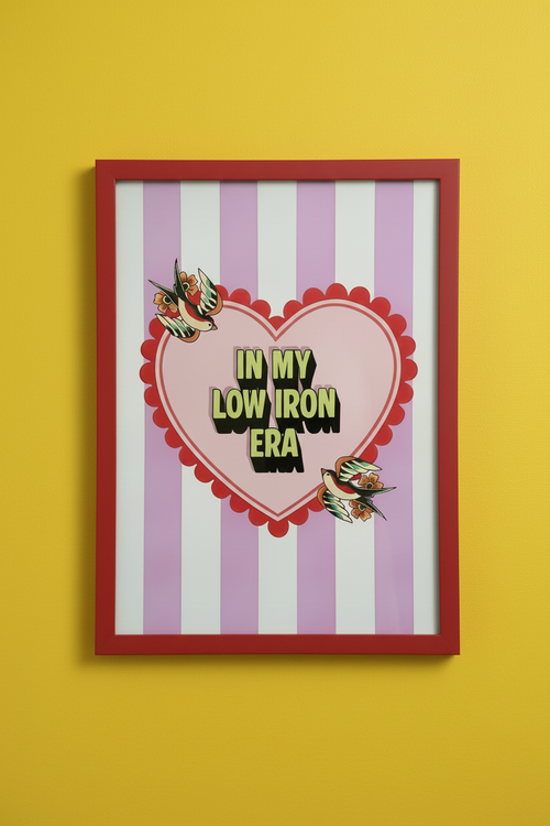 In My Low Iron Era - Red Frame Bright Yellow Wall