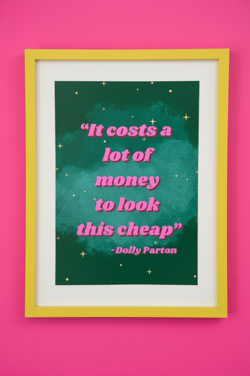 It Costs a Lot of Money to Look This Cheap - Neon Pink Wall Yellow Frame