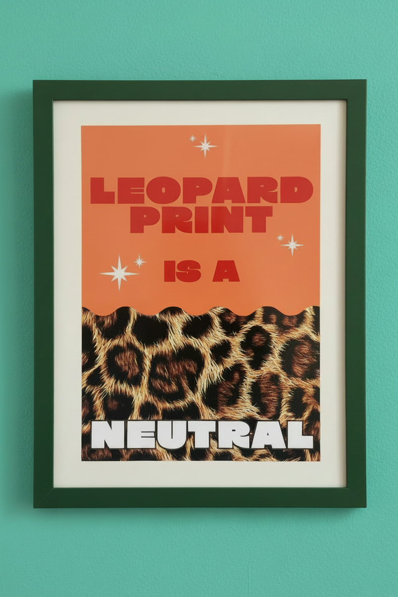 Leopard Print Is A Neutral - #009837 Frame Turquoise Wall