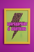 Leopard Print & Lightning - Sunflower Yellow Frame Electric Purple Wall