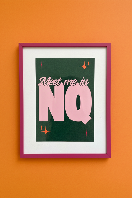 Meet Me In NQ - Magenta Frame Vivid Orange Wall