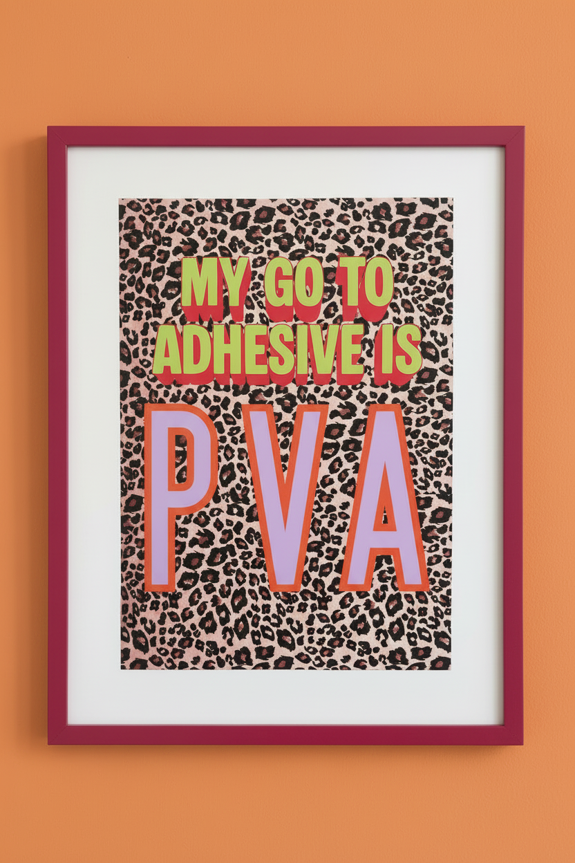 My Go To Adhesive Is PVA - Raspberry Frame #ff7111 Wall