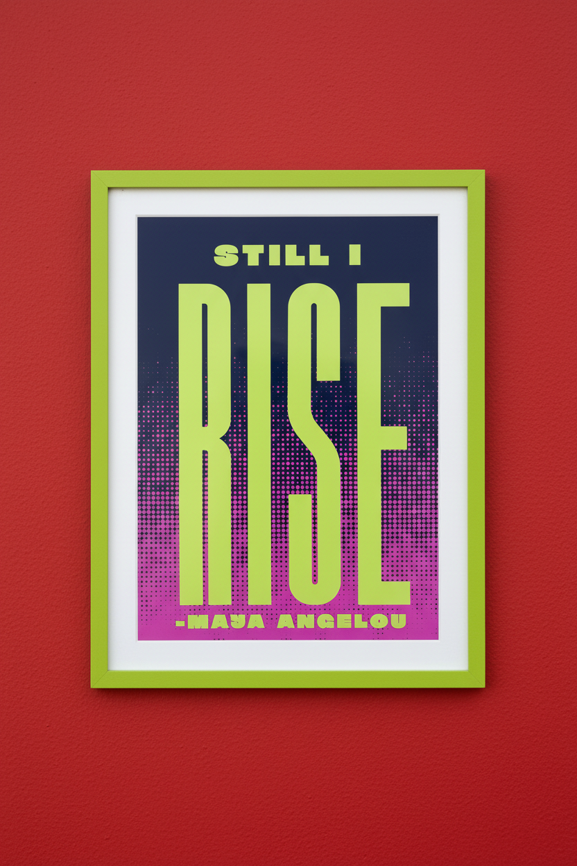 Still I Rise - Lime Green Frame Red Wall